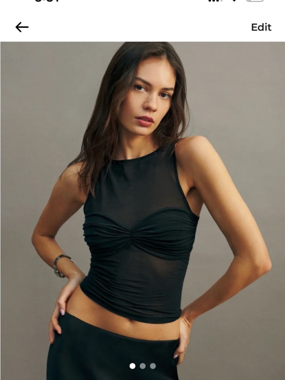 Reformation Black Sheer Twist-Front Tank